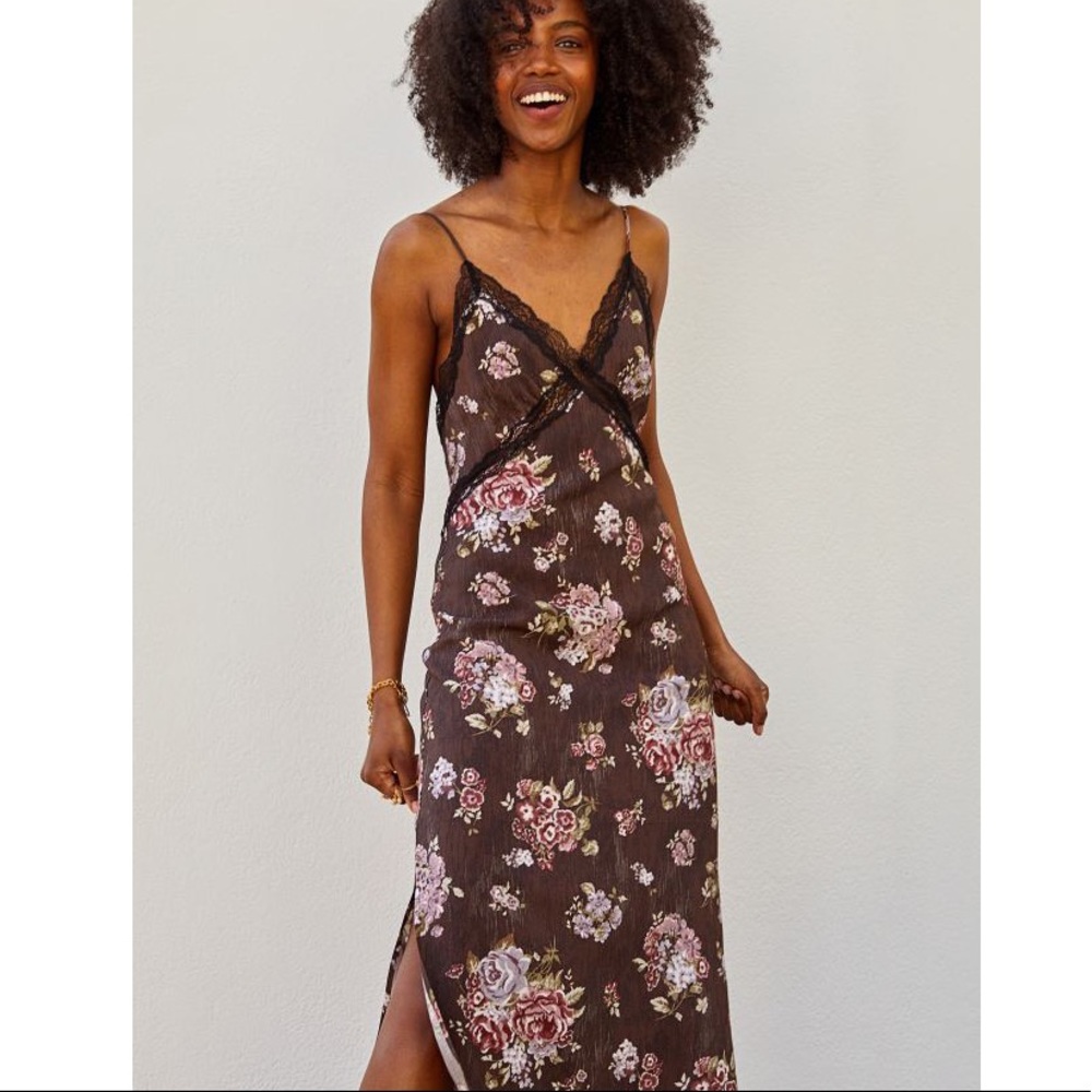 NWT Brock Collection x H&M brown floral lace dress